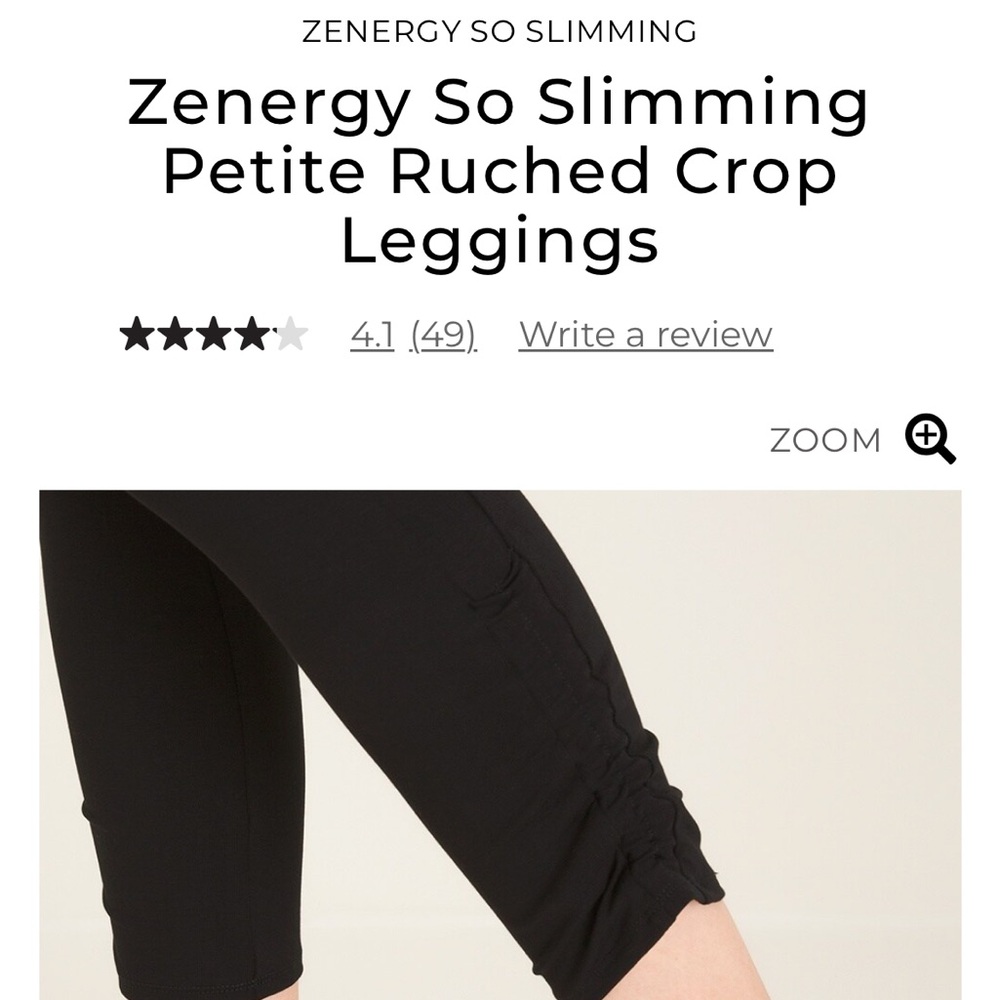Chico’s Zenergy Black Petite Ruched Crop Leggings - Petite Medium - Preowned